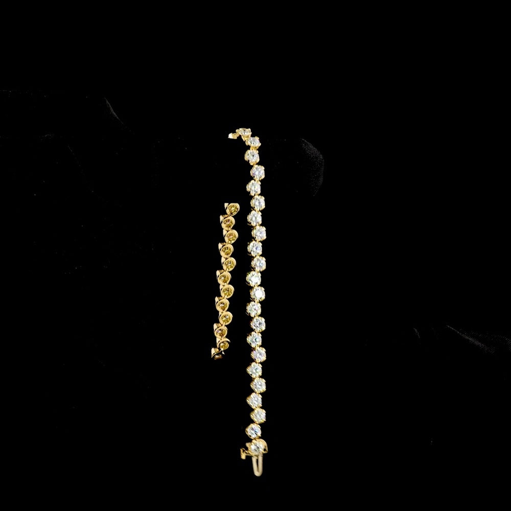 18K Yellow Gold Tennis Bracelet with Round Brilliant Cut Lab-Grown Diamonds - 42 Stones, 6.83 Carat Total Weight, E-F Color VS2 Clarity - Covaloro Fine Jewelry
