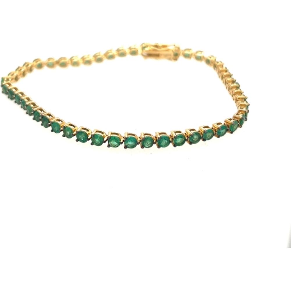 18K Yellow Gold Tennis Bracelet with Round Emeralds by Afarin