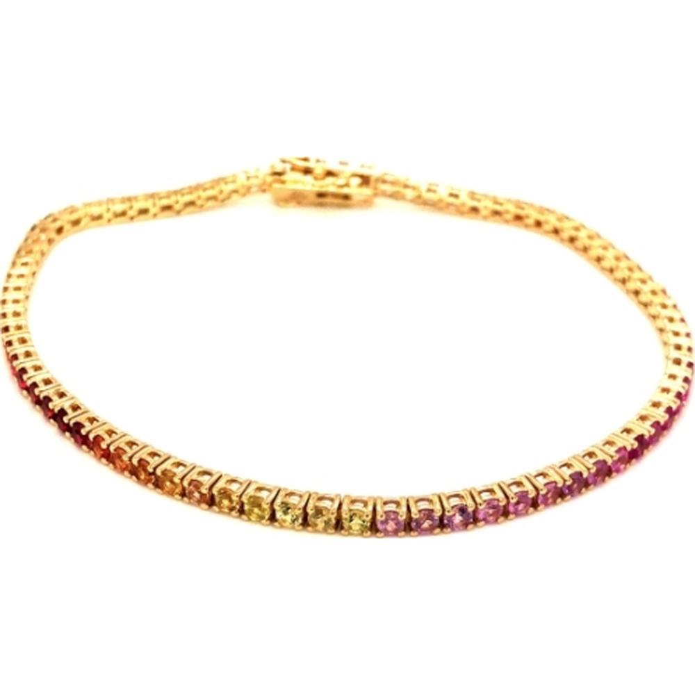 18K Yellow Gold Tennis-Style Multi Sapphire Bracelet by Afarin