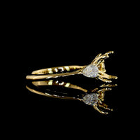 18K Yellow Gold Three-Stone Ring with 2.15 Carat Round Brilliant Lab Diamond (GIA D VVS2) and 0.41 Carat Pear Shape Lab Diamond Sides - 2.56 Carat Total Diamond Weight - Covaloro Fine Jewelry