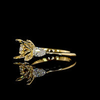 18K Yellow Gold Three-Stone Ring with 2.15 Carat Round Brilliant Lab Diamond (GIA D VVS2) and 0.41 Carat Pear Shape Lab Diamond Sides - 2.56 Carat Total Diamond Weight - Covaloro Fine Jewelry