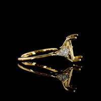 18K Yellow Gold Three-Stone Ring with 4.57 Carat Cushion Brilliant Cut Lab Diamond and Kite Shape Side Lab Diamonds - 5.15 Total Carat Weight - Covaloro Fine Jewelry