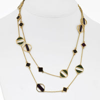 18K Yellow Gold Tiffany & Co. Geometric Enamel Necklace with Multi-Color Stripes