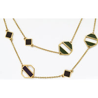 18K Yellow Gold Tiffany & Co. Geometric Enamel Necklace with Multi-Color Stripes