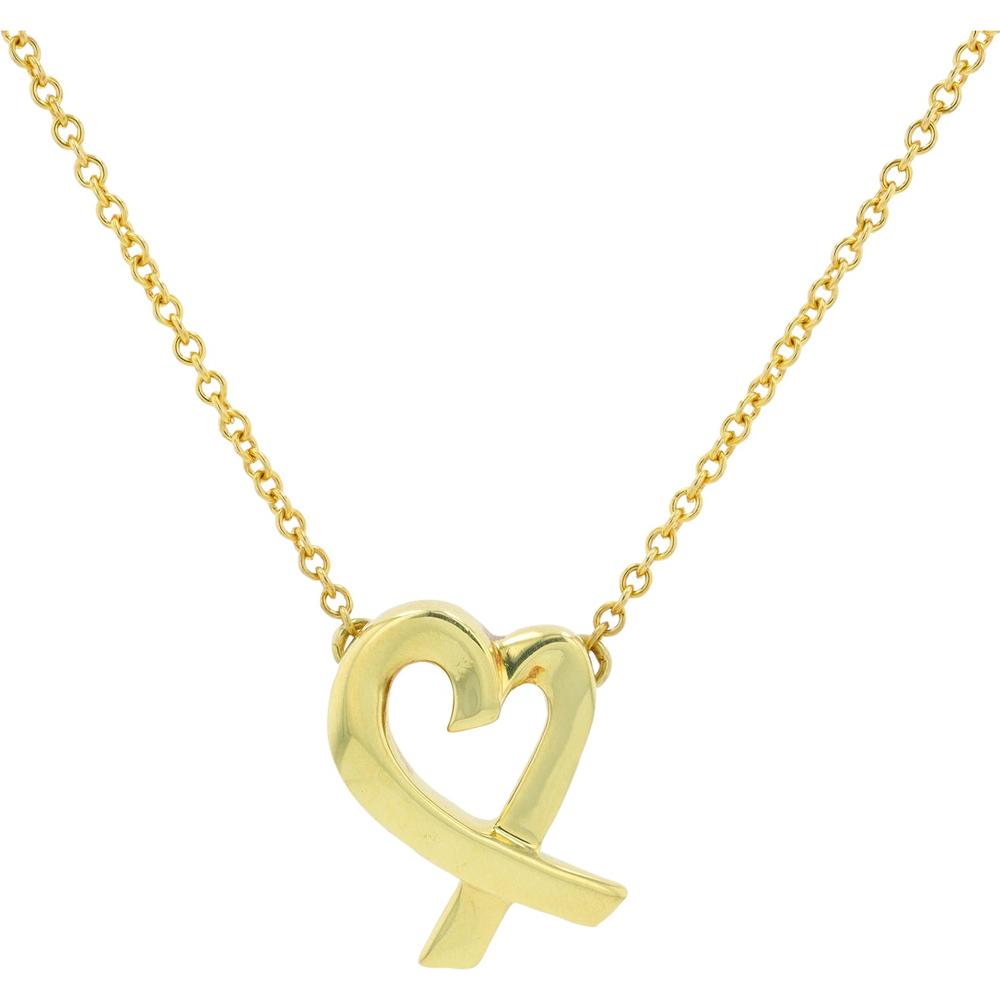 18K Yellow Gold Tiffany & Co Loving Heart Pendant Necklace