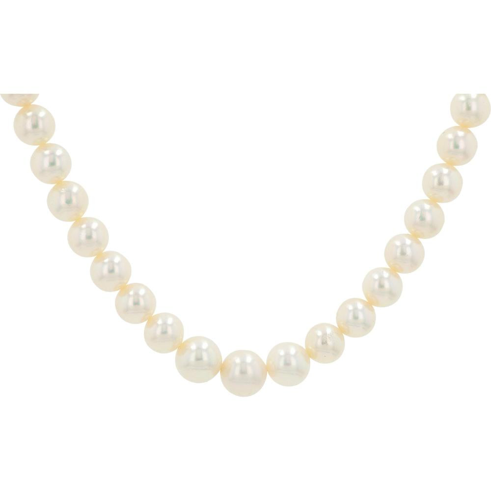 18K Yellow Gold Tsuki Pearl Necklace with Diamond Accent - 17" Length