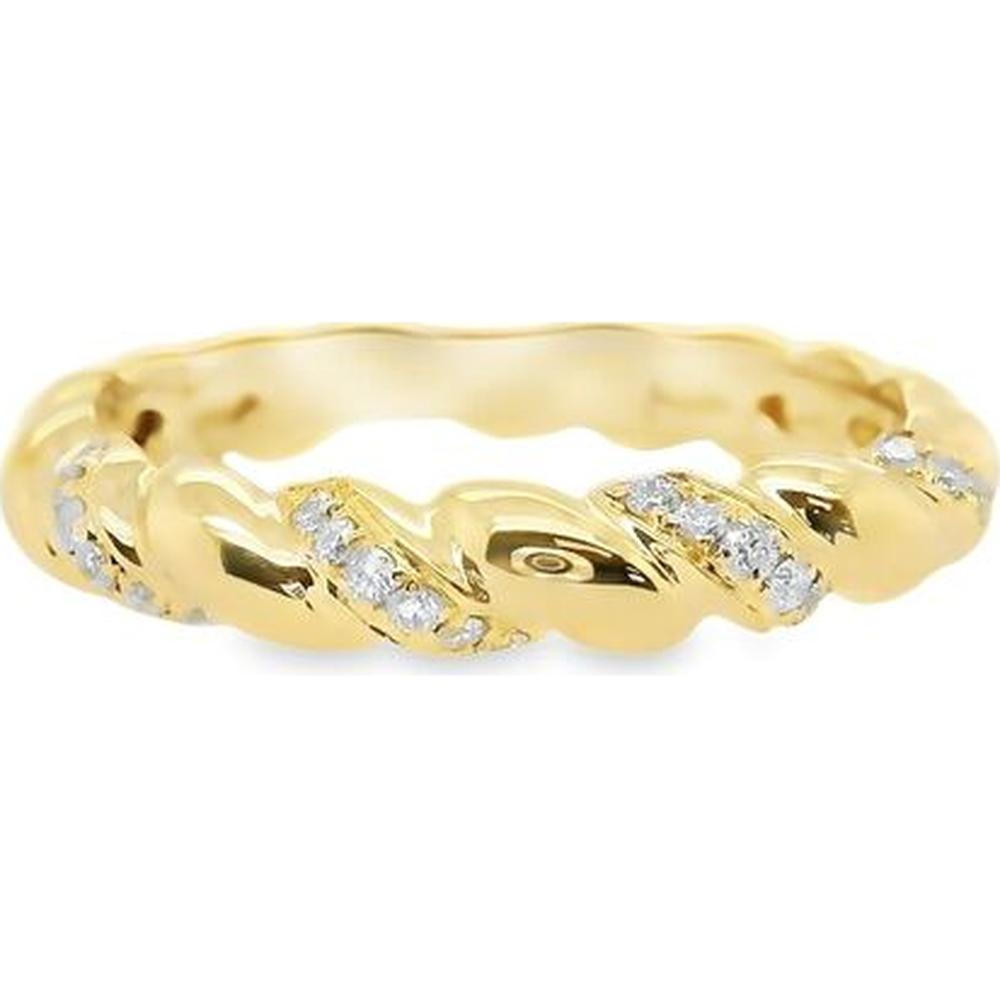 18K Yellow Gold Twisted Band Ring with Diamond Accents by Afarin