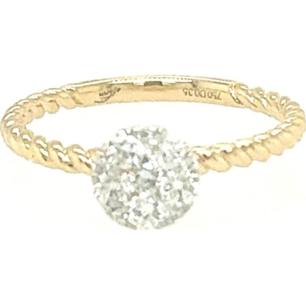 18K Yellow Gold Twisted Band Ring with Round Diamond Cluster by Afarin