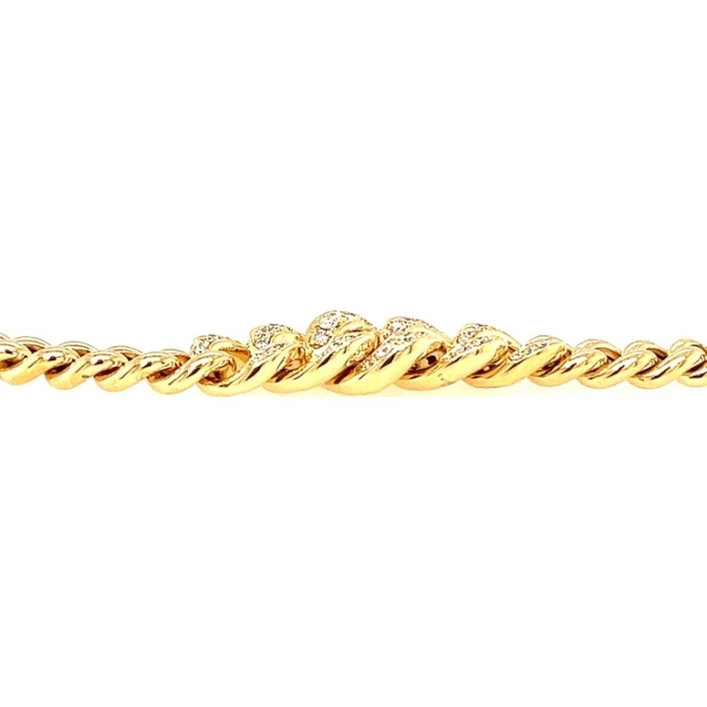 18K Yellow Gold Twisted Link Diamond Bracelet by Afarin