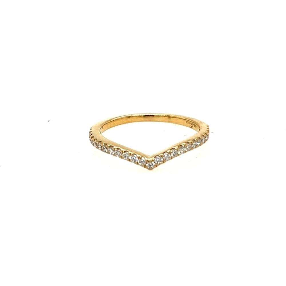 18K Yellow Gold V-Shaped Diamond Band Ring by Afarin