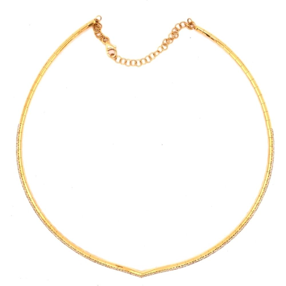 18K Yellow Gold V-Shaped Diamond-Cut Necklace by Afarin