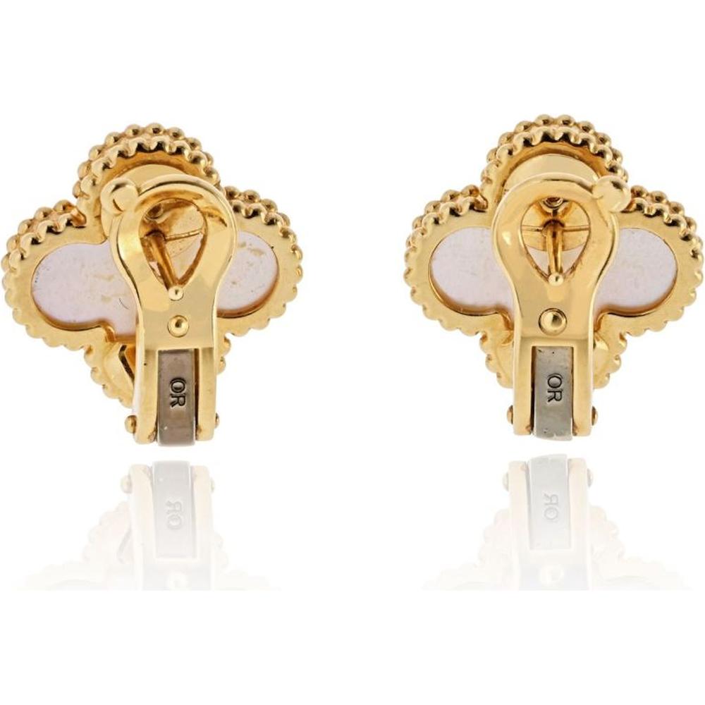 18K Yellow Gold Van Cleef & Arpels Alhambra Earrings with Mother-of-Pearl Clovers