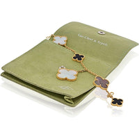 18K Yellow Gold Van Cleef & Arpels Magic Alhambra Bracelet with Mother of Pearl and Onyx - 17.6 Grams