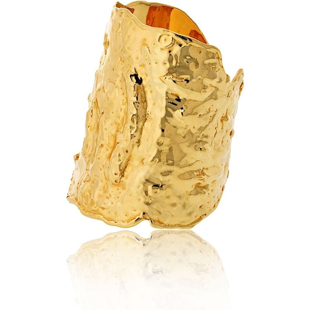18K Yellow Gold Van Cleef & Arpels Manchette Hammered Cuff Bracelet - Iconic Bold Design, 160 Grams
