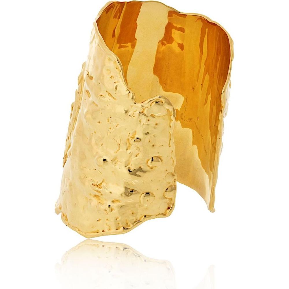 18K Yellow Gold Van Cleef & Arpels Manchette Hammered Cuff Bracelet - Iconic Bold Design, 160 Grams