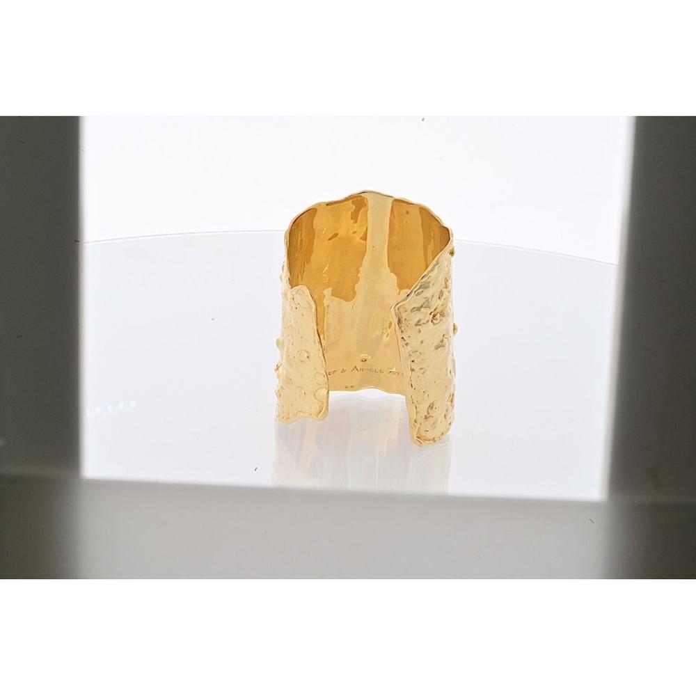 18K Yellow Gold Van Cleef & Arpels Manchette Hammered Cuff Bracelet - Iconic Bold Design, 160 Grams