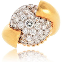 18K Yellow Gold Vintage Cocktail Ring with Pave-Set Diamonds by David Webb - 1970s Iconic Twist Design