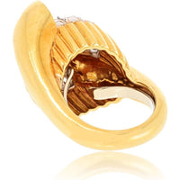 18K Yellow Gold Vintage Cocktail Ring with Pave-Set Diamonds by David Webb - 1970s Iconic Twist Design