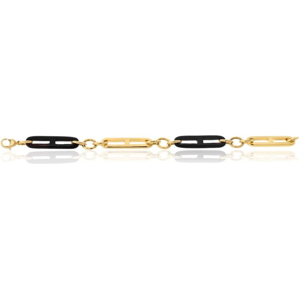 18K Yellow Gold Vintage Gucci Link Bracelet with Wood Elements