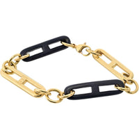 18K Yellow Gold Vintage Gucci Link Bracelet with Wood Elements