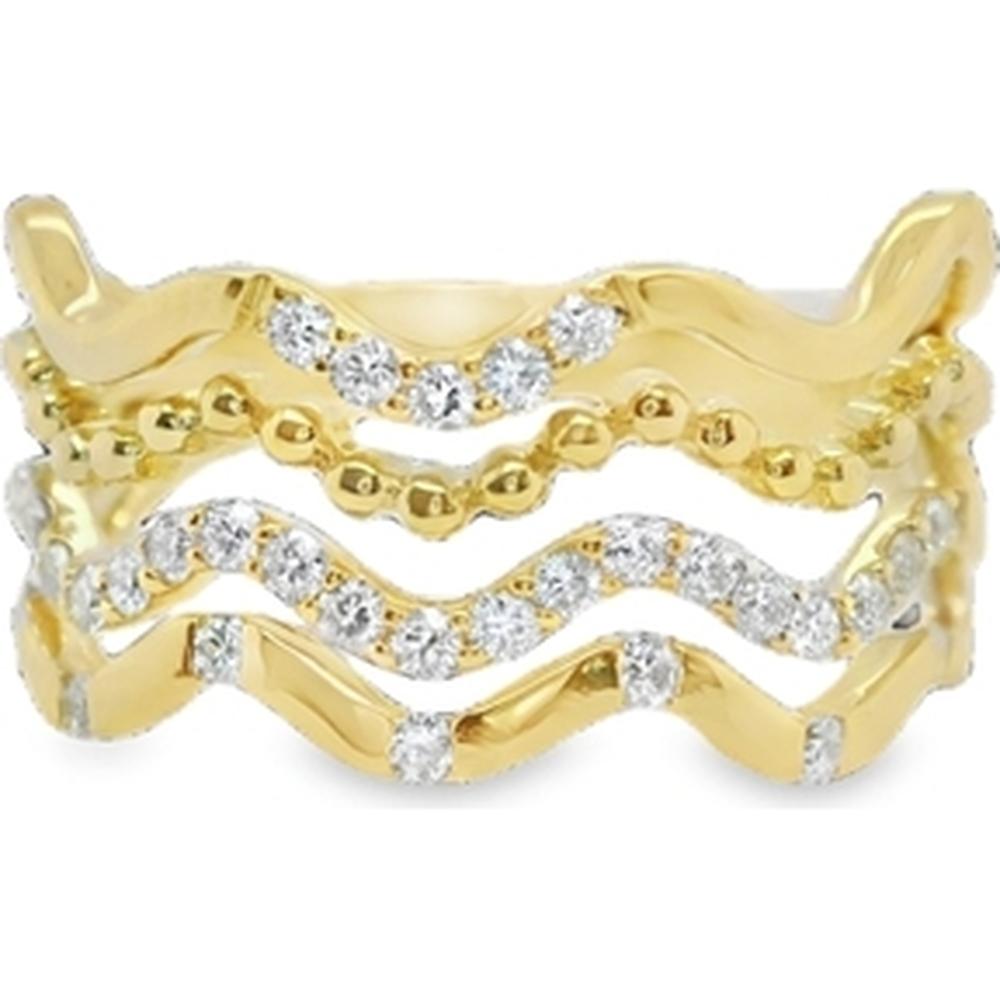 18K Yellow Gold Wavy Diamond Fashion Ring by Afarin