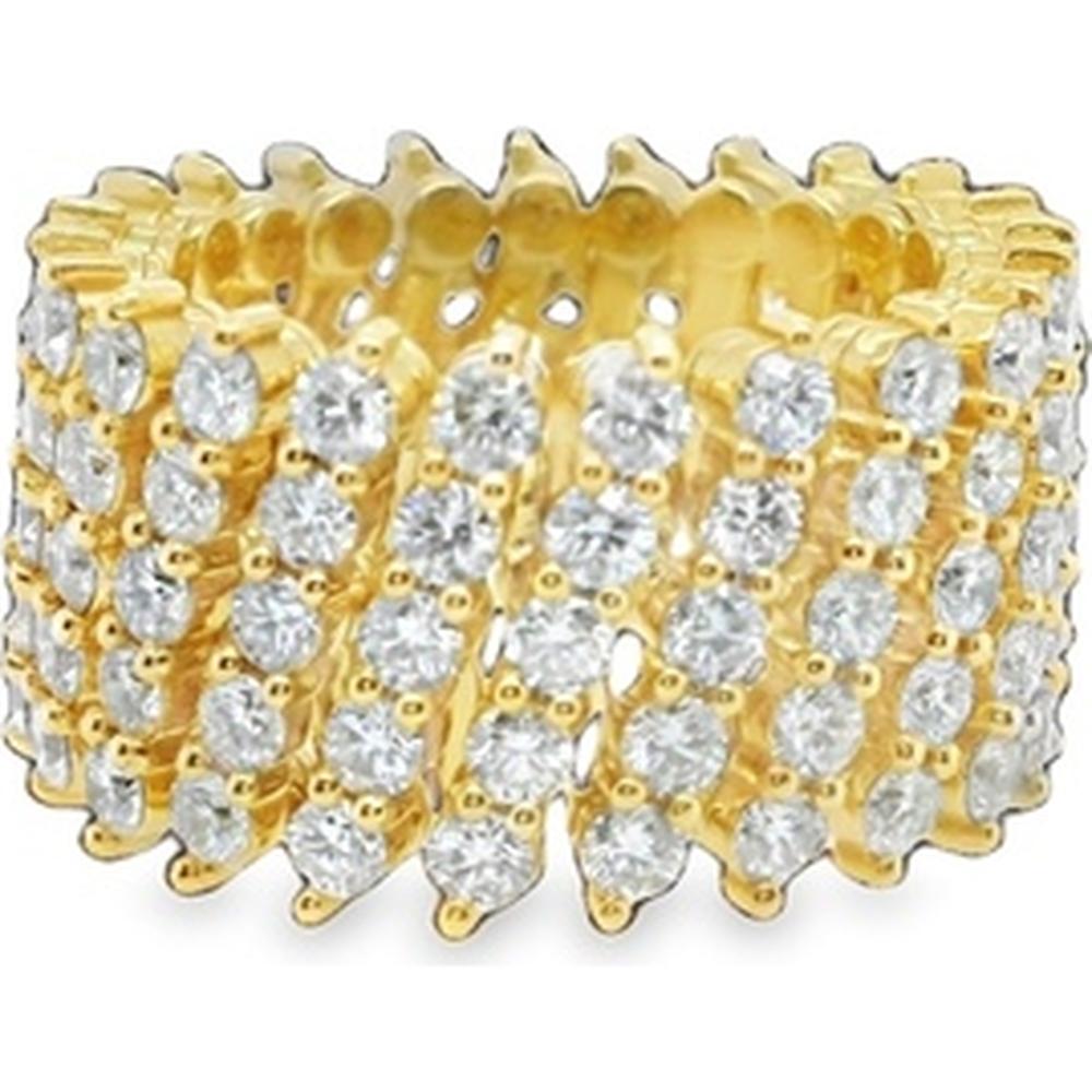 18K Yellow Gold Wide Band Ring with Round Diamonds by Afarin