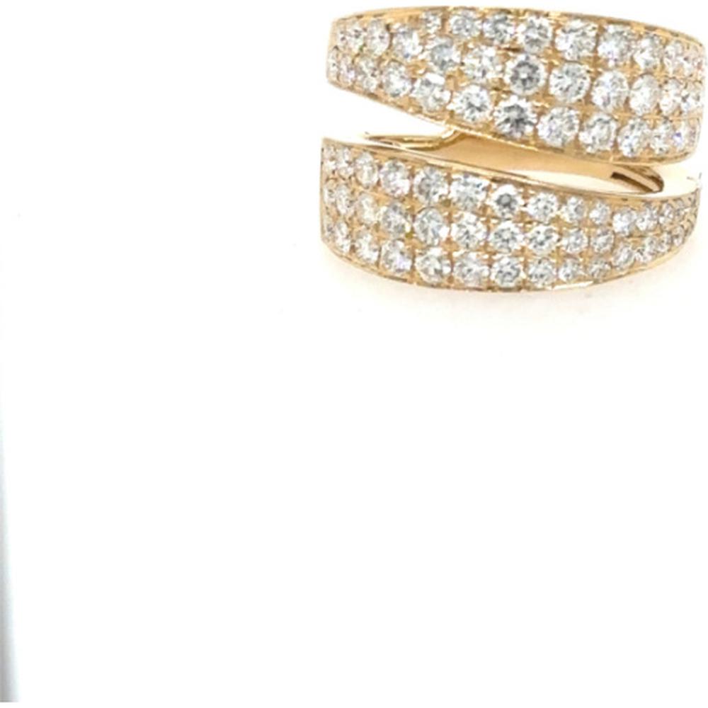 18K Yellow Gold Wide Bypass Ring with Pavé Set Round Diamonds by Afarin