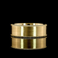18K Yellow Gold Wide Eternity Ring with Triple Row Brushed Finish and Round Lab Diamonds - 0.29 Carats Total Diamond Weight - Covaloro Fine Jewelry