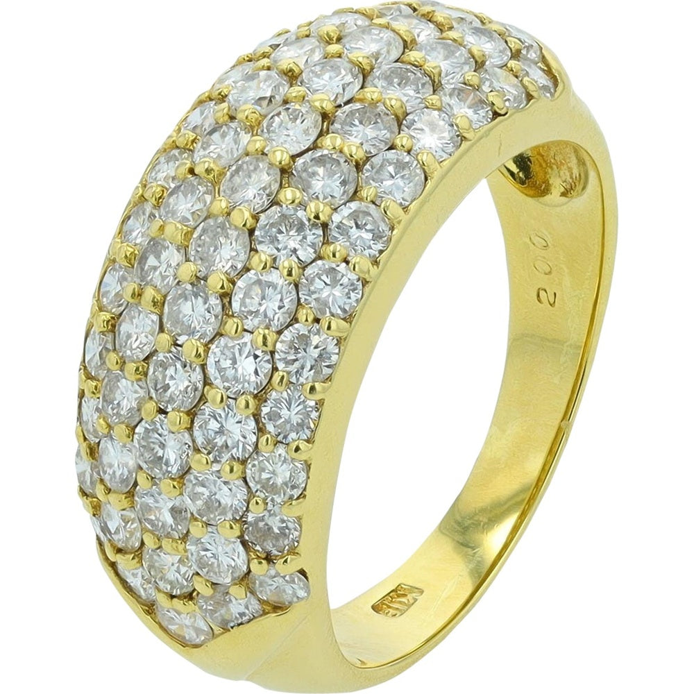 18K Yellow Gold Wide Pave Band with Round Brilliant Cut Diamonds - 2.00 Carat Total Diamond Weight