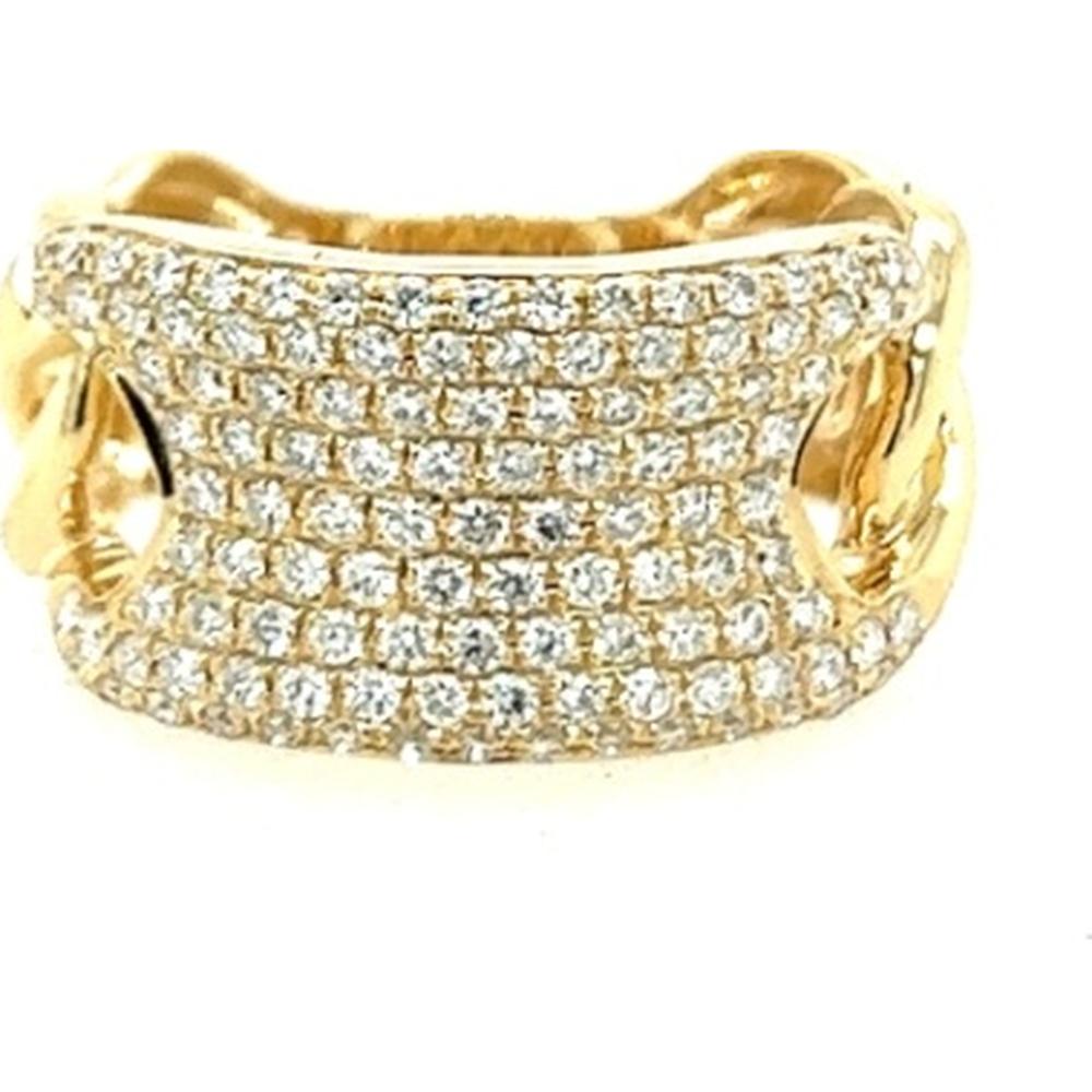 18K Yellow Gold Wide Pavé Diamond Band Ring by Afarin