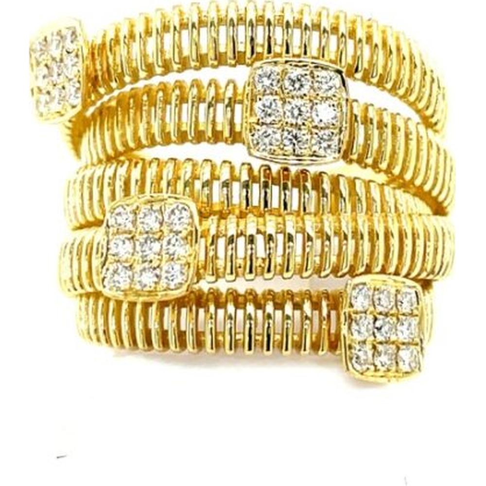 18K Yellow Gold Wide Wrap Ring with Geometric Diamond Accents by Afarin