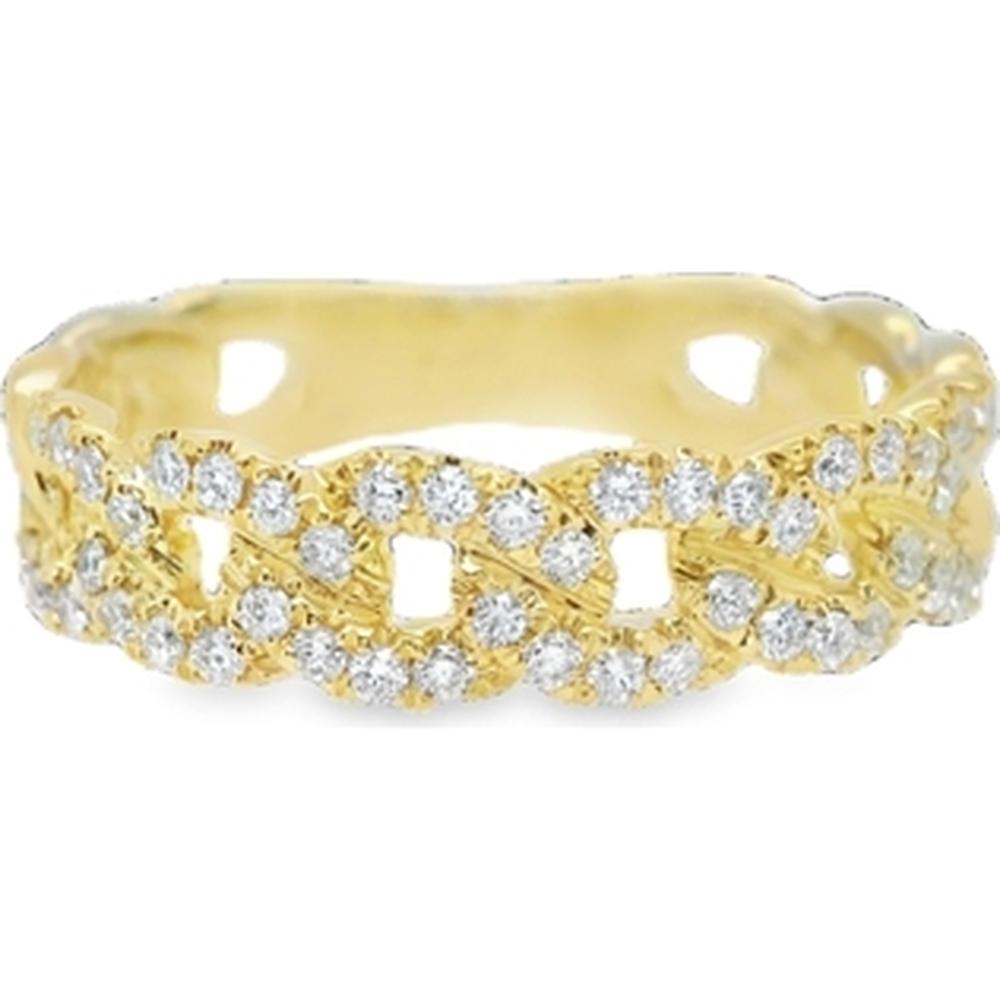 18K Yellow Gold Woven Diamond Band Ring by Afarin
