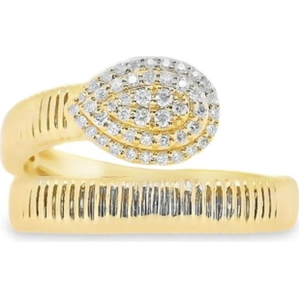 18K Yellow Gold Wrap Ring with Oval Diamond Cluster Center by Afarin