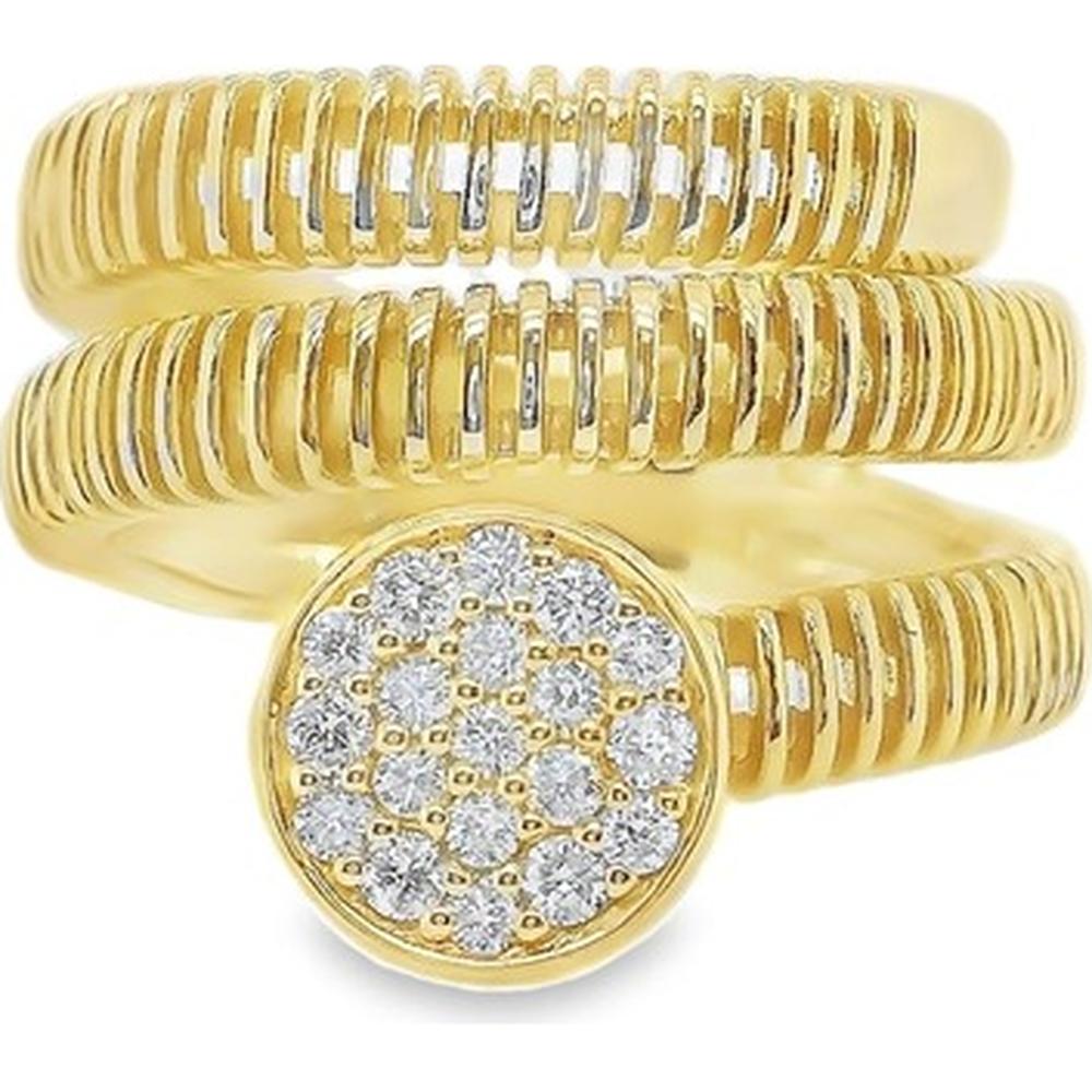 18K Yellow Gold Wrap Ring with Round Diamond Cluster by Afarin