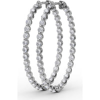 2.10 Carat Total Diamond Weight Inside-Out Round Diamond Hoop Earrings by Fana