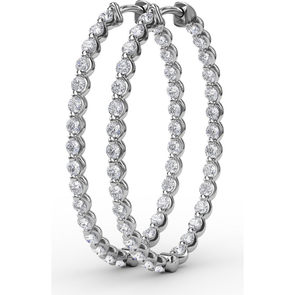 2.10 Carat Total Diamond Weight Inside-Out Round Diamond Hoop Earrings by Fana