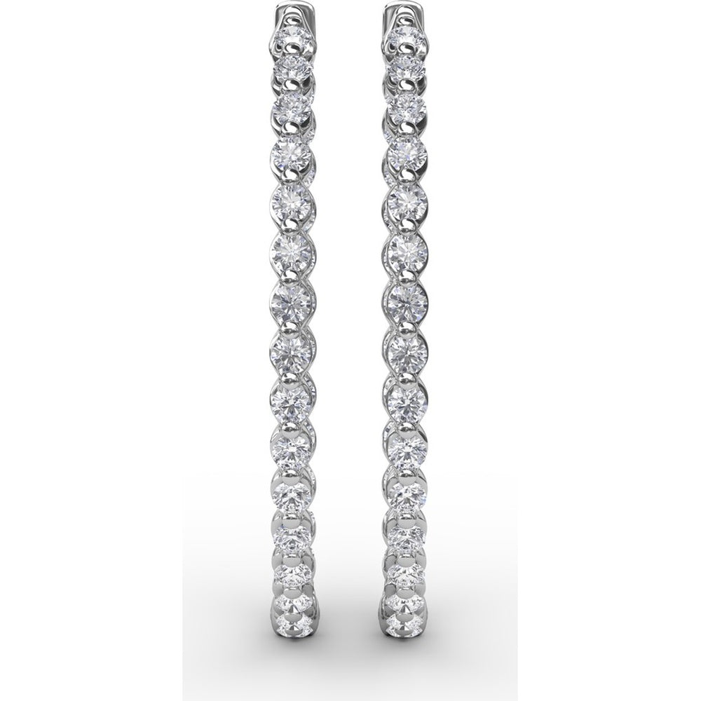 2.10 Carat Total Diamond Weight Inside-Out Round Diamond Hoop Earrings by Fana