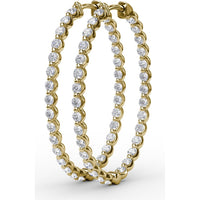 2.10 Carat Total Diamond Weight Inside-Out Round Diamond Hoop Earrings by Fana