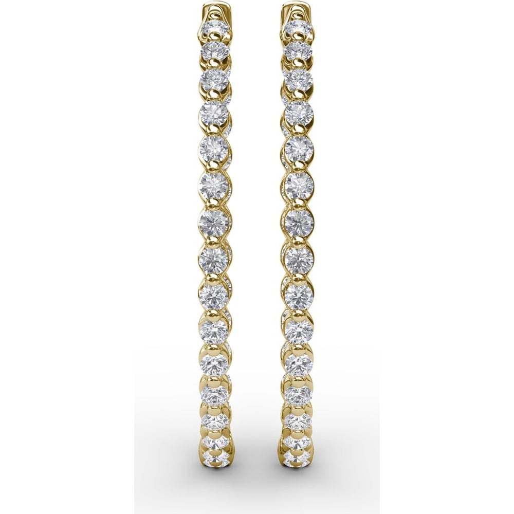 2.10 Carat Total Diamond Weight Inside-Out Round Diamond Hoop Earrings by Fana
