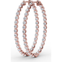 2.10 Carat Total Diamond Weight Inside-Out Round Diamond Hoop Earrings by Fana