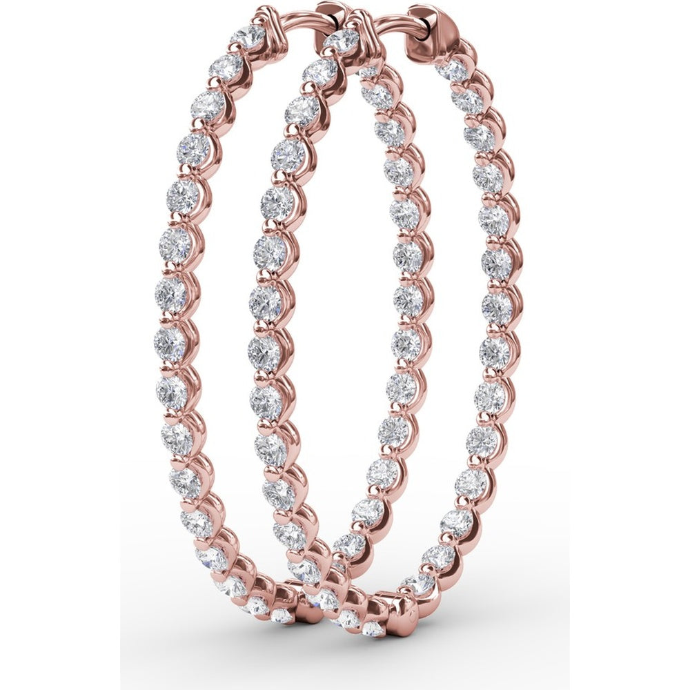2.10 Carat Total Diamond Weight Inside-Out Round Diamond Hoop Earrings by Fana