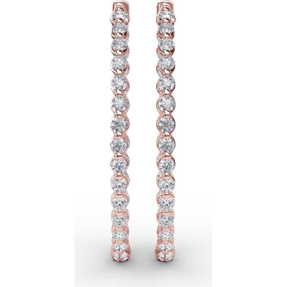 2.10 Carat Total Diamond Weight Inside-Out Round Diamond Hoop Earrings by Fana