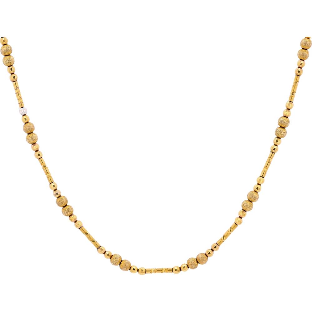 21K Two-Tone Beaded Gold Necklace - 22 Grams, 19.75" Length