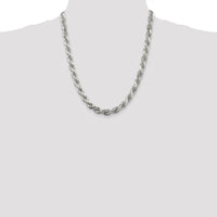 22" Sterling Silver 7.8mm Diamond-Cut Rope Chain with Lobster Clasp by Lumare Gioia