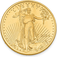 22K Yellow Gold 1/4 oz. American Eagle Coin Pendant - 2024 Edition