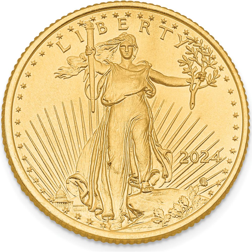 22K Yellow Gold 1/4 oz. American Eagle Coin Pendant - 2024 Edition