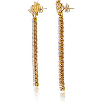 22K Yellow Gold Bird Drop Earrings with 3.50 Carats of Round Diamonds - 2 Inch Length