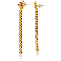 22K Yellow Gold Bird Drop Earrings with 3.50 Carats of Round Diamonds - 2 Inch Length