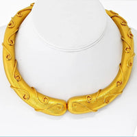 22K Yellow Gold Hammered Scroll Choker Necklace by Zolotas - 235 Grams of Sculpted Elegance