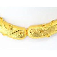22K Yellow Gold Hammered Scroll Choker Necklace by Zolotas - 235 Grams of Sculpted Elegance